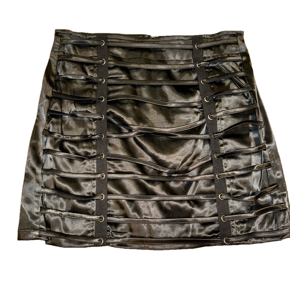 NWT BLACK SATIN MINI SKIRT